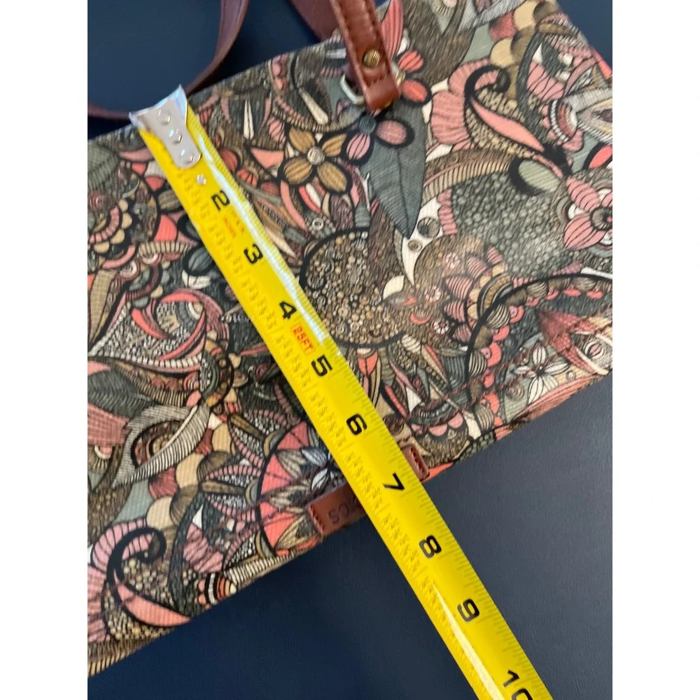 Sakroots Shoulder Bag Multi Color Floral‎ Print Leather Trim